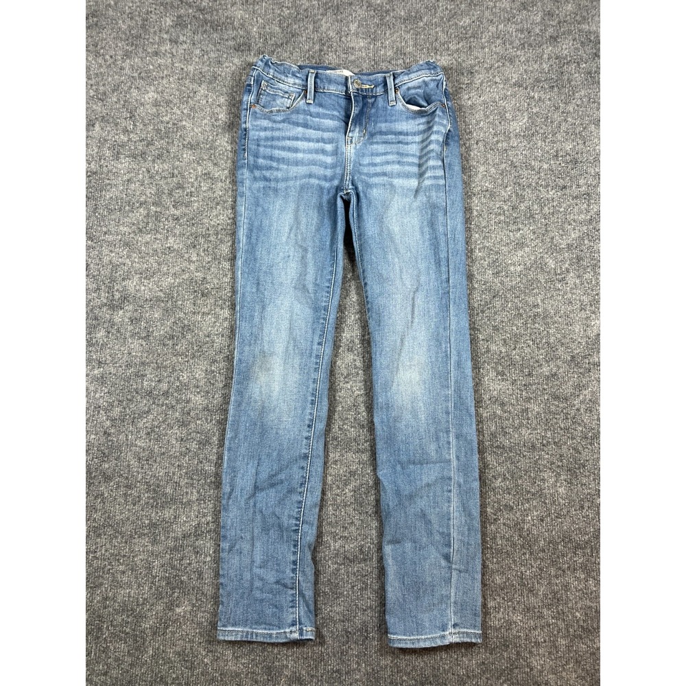 Signature By Levis Skinny Jeans Girls 14 Blue Whiskering Denim Stretch Mid Rise